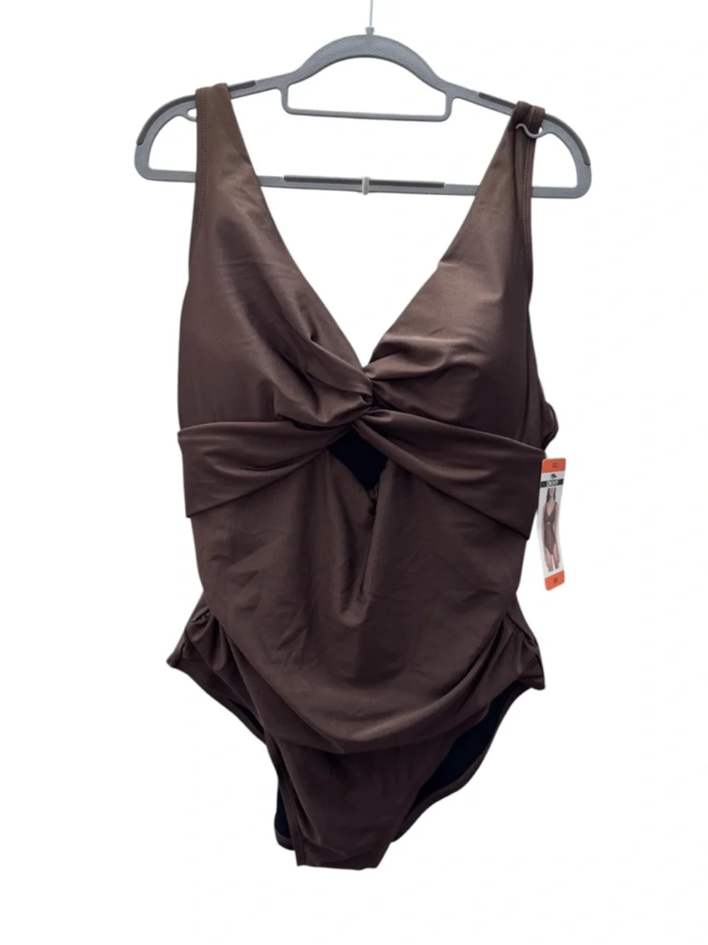 DKNY Brown Twist-Front One-Piece Swimsuit - Picture 4 of 6